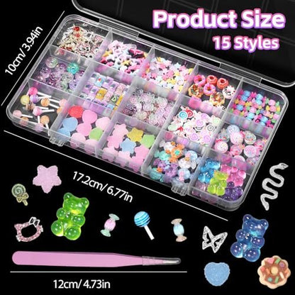 3D Mix Nail Charms Kit: Lollipop, Gummy Bear, Donut & More Cute Acrylic Nail Art Charms - Alloy & Resin Rhinestones for DIY Crafts
