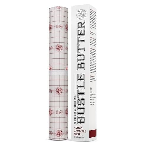 Hustle Butter Second Skin Tattoo Wrap – 9.8 Inches x 2.2 Yards – Transparent Adhesive Roll – Easy Removal, Mess-Free Body Art Wrap – Breathable & Latex-Free – Medium Tattoo Aftercare - görsel 1