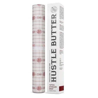 Hustle Butter Second Skin Tattoo Wrap – 9.8 Inches x 2.2 Yards – Transparent Adhesive Roll – Easy Removal, Mess-Free Body Art Wrap – Breathable & Latex-Free – Medium Tattoo Aftercare