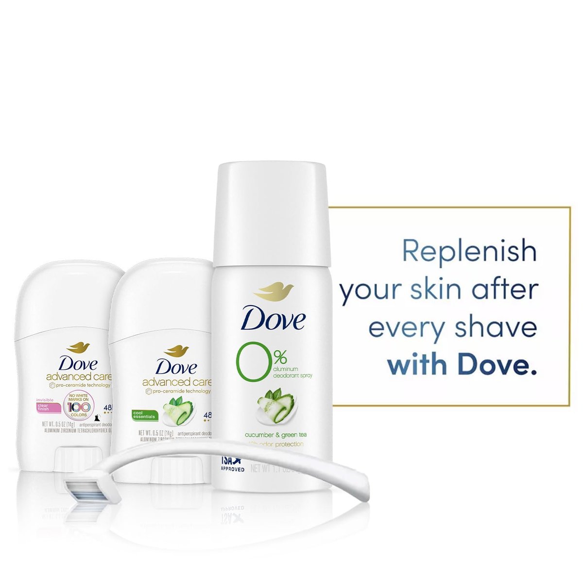 Dove Travel Deodorant for Women Variety 3-Pack – Advanced Care Invisible, Cool Essentials Mini, Cucumber & Green Tea Spray - görsel 5
