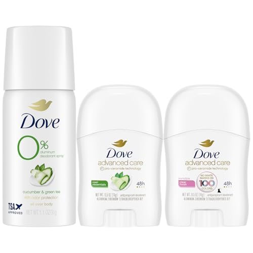 Dove Travel Deodorant for Women Variety 3-Pack – Advanced Care Invisible, Cool Essentials Mini, Cucumber & Green Tea Spray - görsel 2