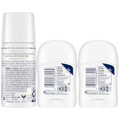 Dove Travel Deodorant for Women Variety 3-Pack – Advanced Care Invisible, Cool Essentials Mini, Cucumber & Green Tea Spray