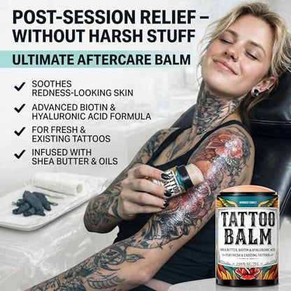 Tattoo Balm Stick Aftercare – Healing Ointment Butter for Fresh & Existing Tattoos, Brightener for Old Ink, Shea Butter Biotin Hyaluronic Acid, Color Enhancer Lotion Moisturizer Cream, Travel Size