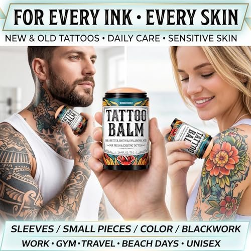 Tattoo Balm Stick Aftercare – Healing Ointment Butter for Fresh & Existing Tattoos, Brightener for Old Ink, Shea Butter Biotin Hyaluronic Acid, Color Enhancer Lotion Moisturizer Cream, Travel Size - görsel 13
