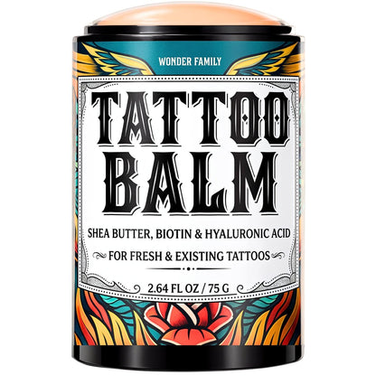Tattoo Balm Stick Aftercare – Healing Ointment Butter for Fresh & Existing Tattoos, Brightener for Old Ink, Shea Butter Biotin Hyaluronic Acid, Color Enhancer Lotion Moisturizer Cream, Travel Size