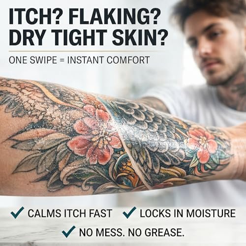 Tattoo Balm Stick Aftercare – Healing Ointment Butter for Fresh & Existing Tattoos, Brightener for Old Ink, Shea Butter Biotin Hyaluronic Acid, Color Enhancer Lotion Moisturizer Cream, Travel Size - görsel 3