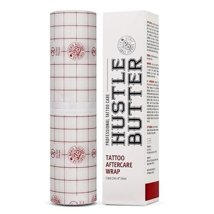 Hustle Butter Second Skin Tattoo Wrap - 6 Inches x 2.2 Yards - Transparent Adhesive Roll - Easy Application & Removal, Mess-Free Wrap - Breathable & Latex-Free - Small to Medium Tattoo Aftercare
