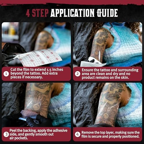 Hustle Butter Second Skin Tattoo Wrap - 6 Inches x 2.2 Yards - Transparent Adhesive Roll - Easy Application & Removal, Mess-Free Wrap - Breathable & Latex-Free - Small to Medium Tattoo Aftercare - görsel 6