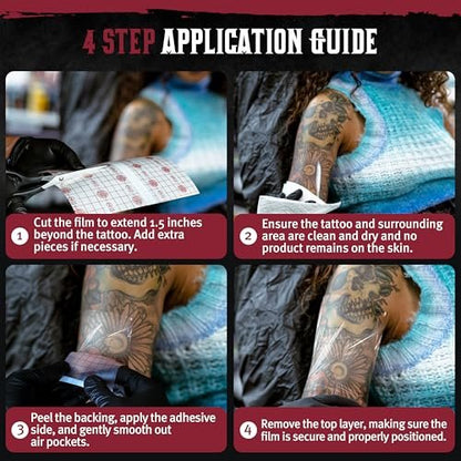 Hustle Butter Second Skin Tattoo Wrap - 6 Inches x 2.2 Yards - Transparent Adhesive Roll - Easy Application & Removal, Mess-Free Wrap - Breathable & Latex-Free - Small to Medium Tattoo Aftercare