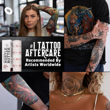 Hustle Butter Second Skin Tattoo Wrap - 6 Inches x 2.2 Yards - Transparent Adhesive Roll - Easy Application & Removal, Mess-Free Wrap - Breathable & Latex-Free - Small to Medium Tattoo Aftercare
