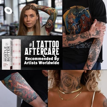 Hustle Butter Second Skin Tattoo Wrap - 6 Inches x 2.2 Yards - Transparent Adhesive Roll - Easy Application & Removal, Mess-Free Wrap - Breathable & Latex-Free - Small to Medium Tattoo Aftercare