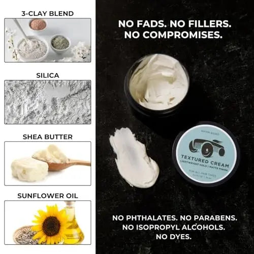 Brightside Textured Cream - Lightweight Hold Matte Finish Water Based Clay for All Hair Types Avelisse