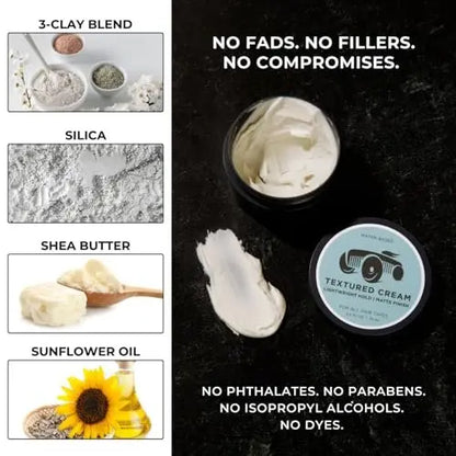 Brightside Textured Cream - Lightweight Hold Matte Finish Water Based Clay for All Hair Types Avelisse