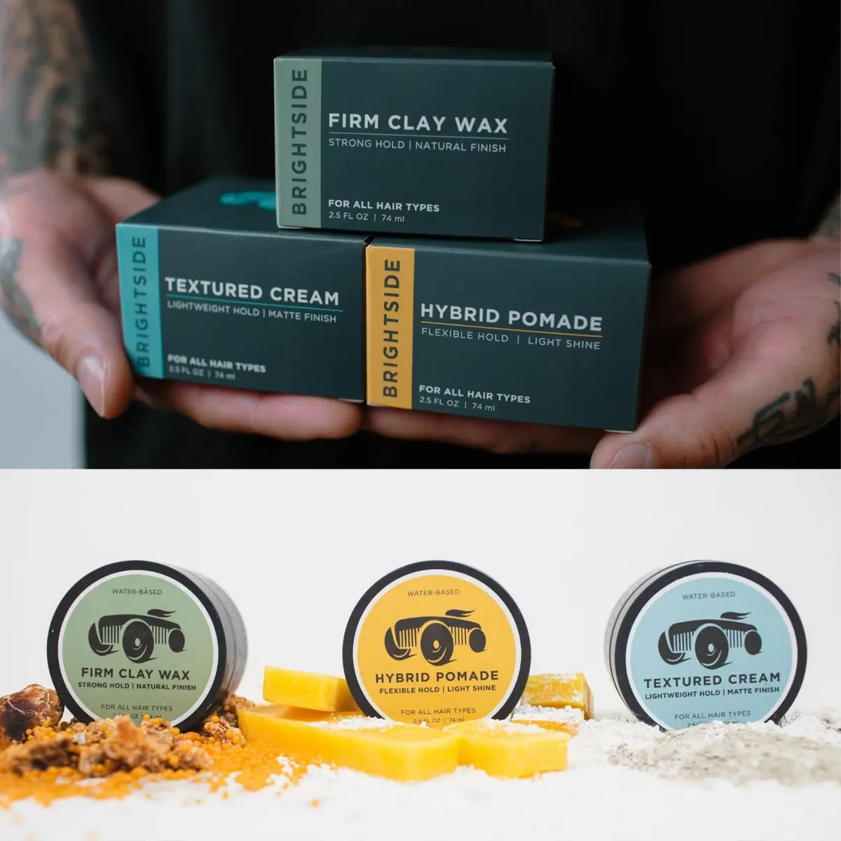 Brightside Textured Cream - Lightweight Hold Matte Finish Water Based Clay for All Hair Types Avelisse
