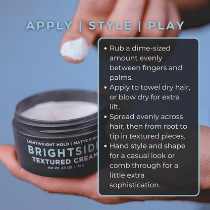 Brightside Textured Cream - Lightweight Hold Matte Finish Water Based Clay for All Hair Types Avelisse