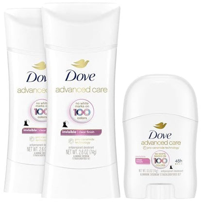 Dove Antiperspirant Deodorant for Women, Clear Finish, 2-Pack + Travel-Size – No White Marks, Pro-Ceramide Technology, Vegan & Cruelty-Free Avelisse