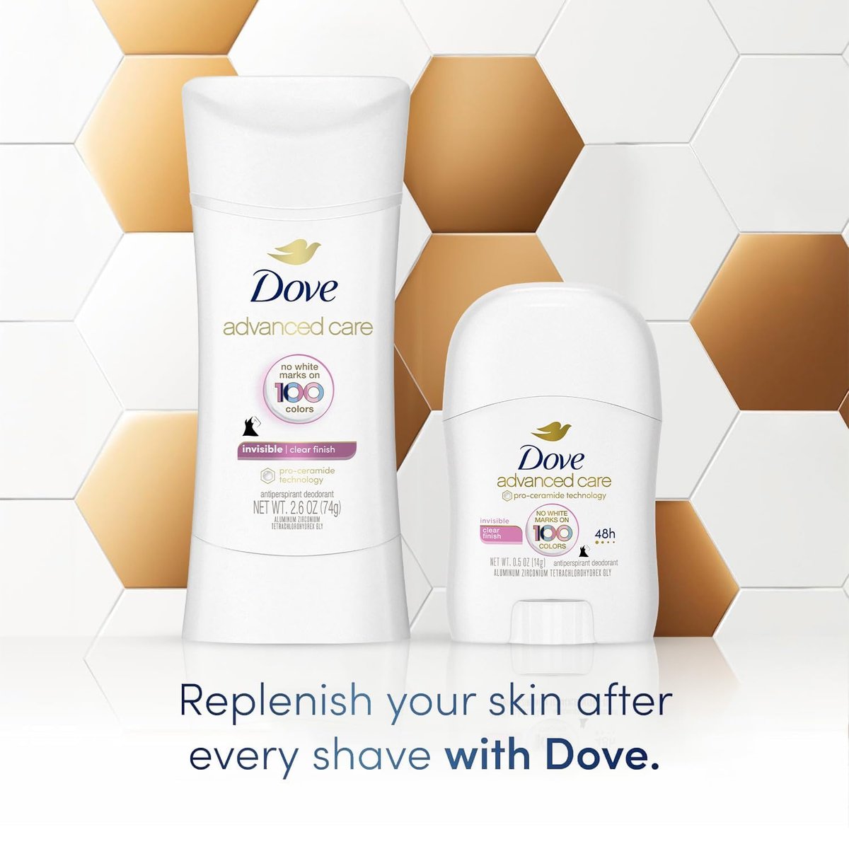 Dove Antiperspirant Deodorant for Women, Clear Finish, 2-Pack + Travel-Size – No White Marks, Pro-Ceramide Technology, Vegan & Cruelty-Free Avelisse