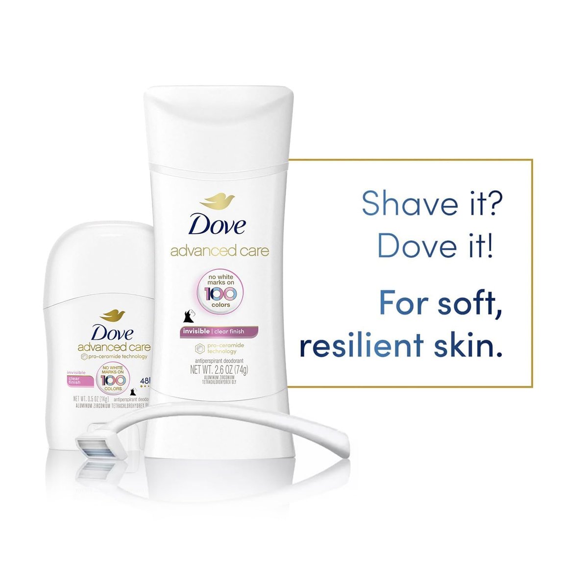 Dove Antiperspirant Deodorant for Women, Clear Finish, 2-Pack + Travel-Size – No White Marks, Pro-Ceramide Technology, Vegan & Cruelty-Free Avelisse
