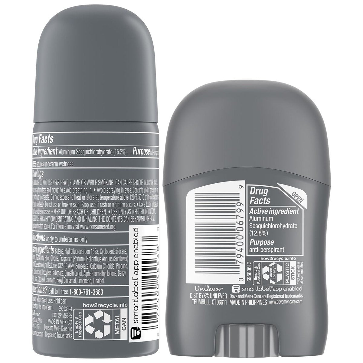 Dove Men+Care Clean Comfort Travel Antiperspirant Spray & Stick, 72H Protection, 4-Piece Set Avelisse