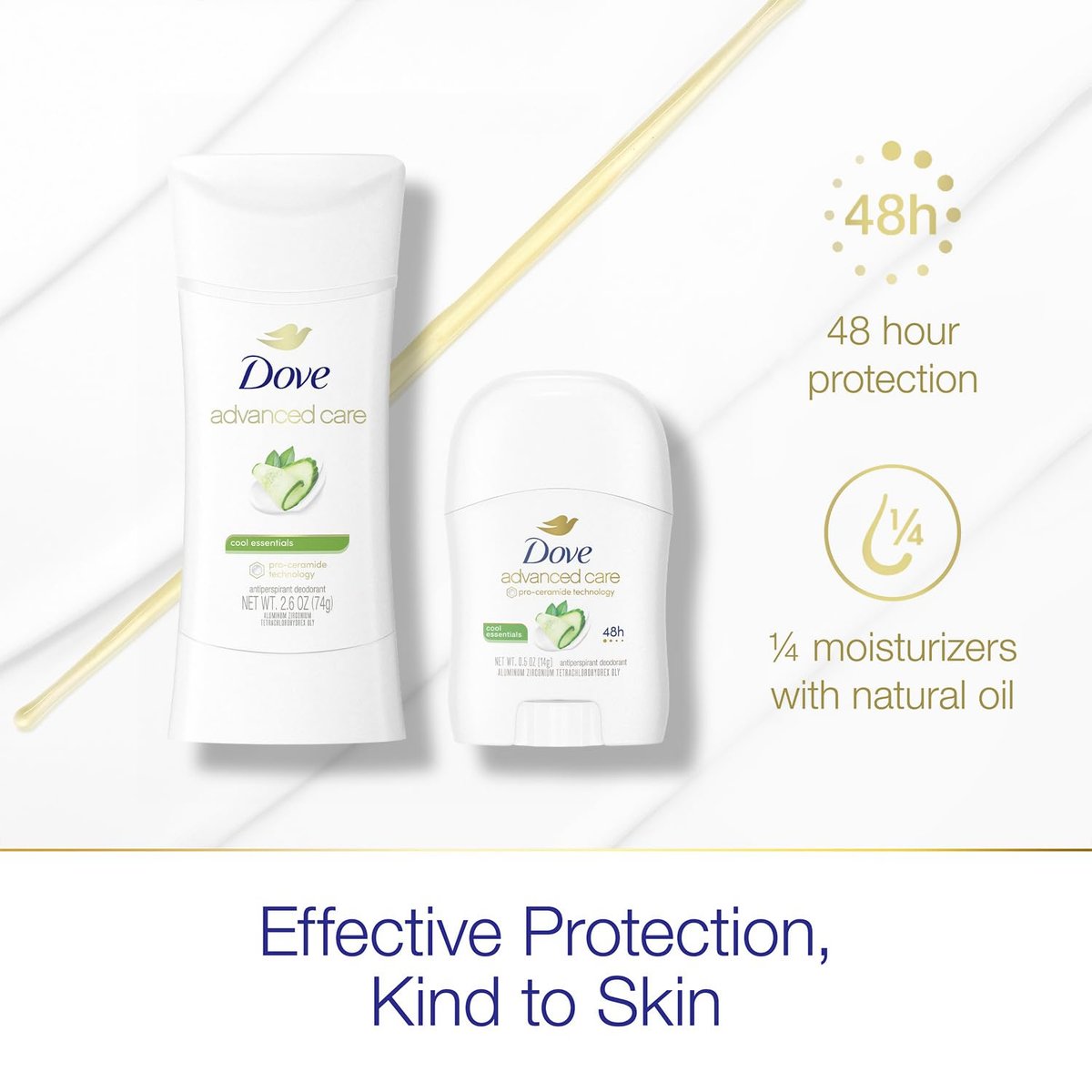 Dove Advanced Care Antiperspirant Deodorant Cool Essentials Bundle – 3 Piece Set (2 Full-Size + 1 Mini) Avelisse
