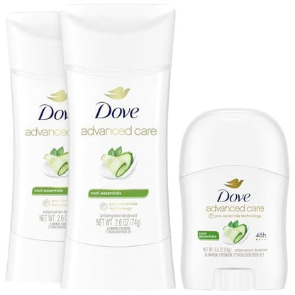 Dove Advanced Care Antiperspirant Deodorant Cool Essentials Bundle – 3 Piece Set (2 Full-Size + 1 Mini) Avelisse