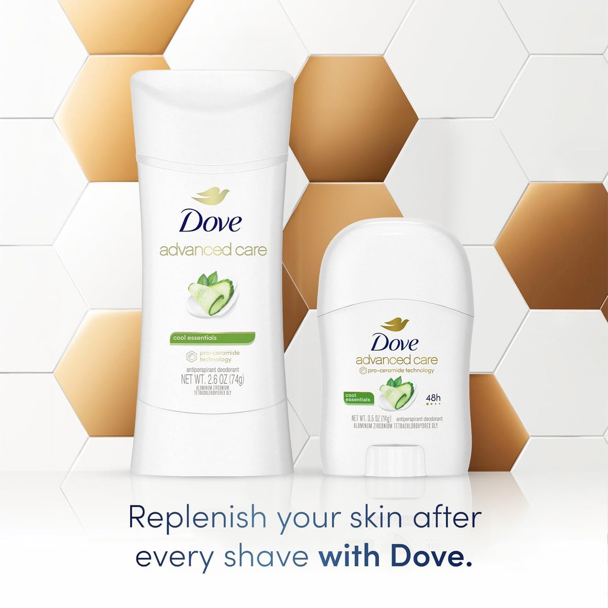 Dove Advanced Care Antiperspirant Deodorant Cool Essentials Bundle – 3 Piece Set (2 Full-Size + 1 Mini) Avelisse