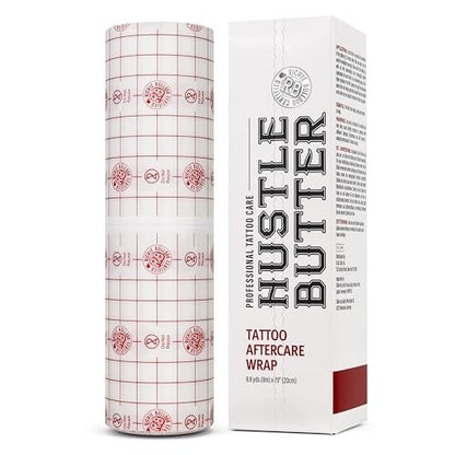 Hustle Butter Second Skin Tattoo Wrap - 7.9 in x 8.8 yd Transparent Adhesive Roll - Breathable, Latex-Free Tattoo Aftercare Avelisse
