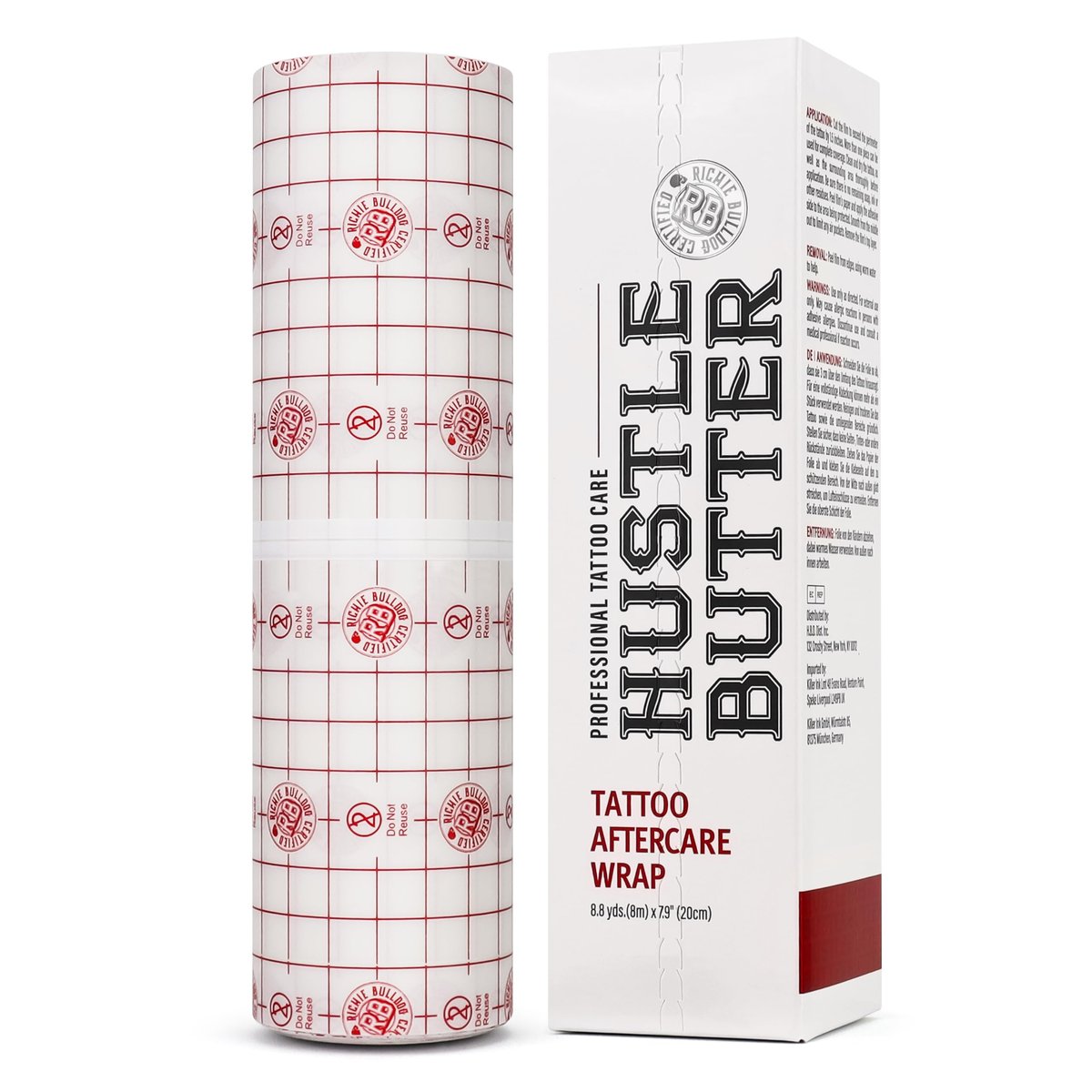 Hustle Butter Second Skin Tattoo Wrap - 7.9 in x 8.8 yd Transparent Adhesive Roll - Breathable, Latex-Free Tattoo Aftercare Avelisse