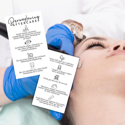 Dermaplaning Aftercare Instruction Cards - 50 Pack, 2x3.5" Minimalist Facial Consent Forms & Client Kit for Estheticians