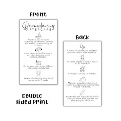 Dermaplaning Aftercare Instruction Cards - 50 Pack, 2x3.5" Minimalist Facial Consent Forms & Client Kit for Estheticians