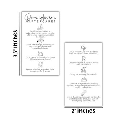 Dermaplaning Aftercare Instruction Cards - 50 Pack, 2x3.5" Minimalist Facial Consent Forms & Client Kit for Estheticians