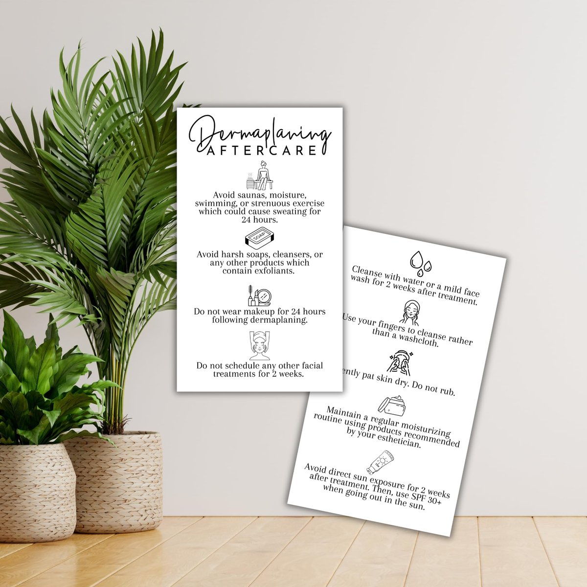 Dermaplaning Aftercare Instruction Cards - 50 Pack, 2x3.5" Minimalist Facial Consent Forms & Client Kit for Estheticians - görsel 3