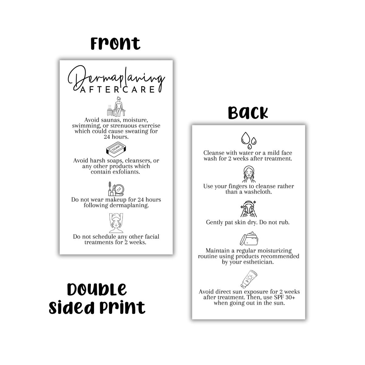 Dermaplaning Aftercare Instruction Cards - 50 Pack, 2x3.5" Minimalist Facial Consent Forms & Client Kit for Estheticians - görsel 7