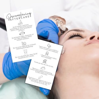 Dermaplaning Aftercare Instruction Cards - 50 Pack, 2x3.5" Minimalist Facial Consent Forms & Client Kit for Estheticians