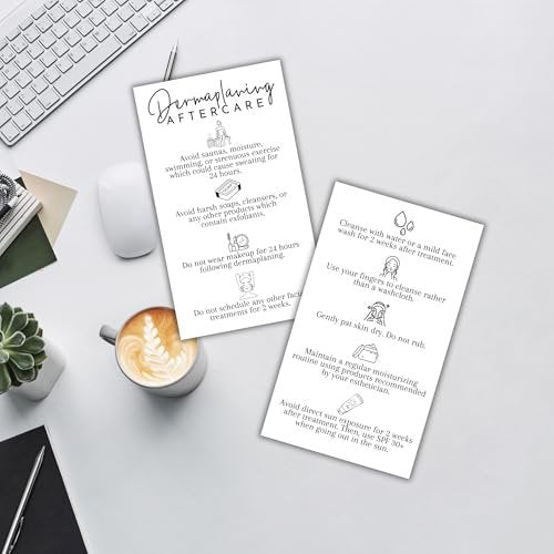 Dermaplaning Aftercare Instruction Cards - 50 Pack, 2x3.5" Minimalist Facial Consent Forms & Client Kit for Estheticians - görsel 16