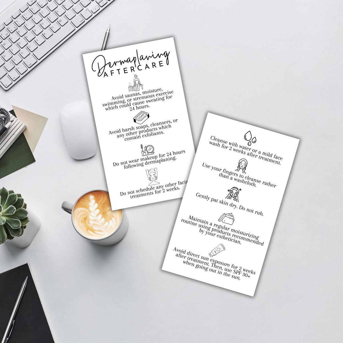 Dermaplaning Aftercare Instruction Cards - 50 Pack, 2x3.5" Minimalist Facial Consent Forms & Client Kit for Estheticians - görsel 15