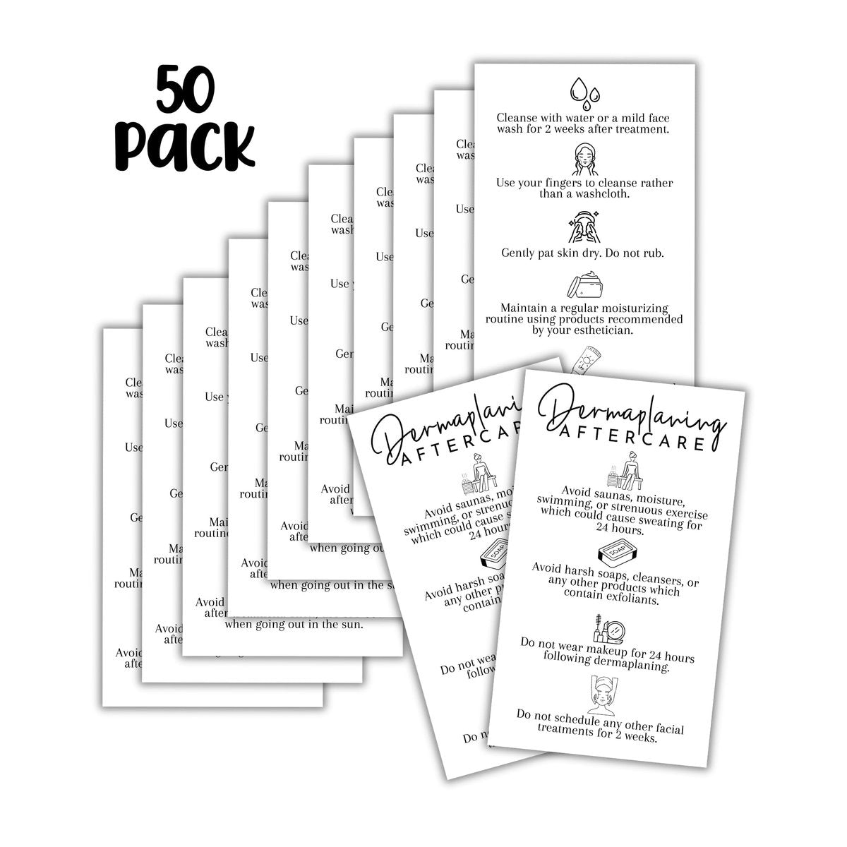Dermaplaning Aftercare Instruction Cards - 50 Pack, 2x3.5" Minimalist Facial Consent Forms & Client Kit for Estheticians - görsel 9