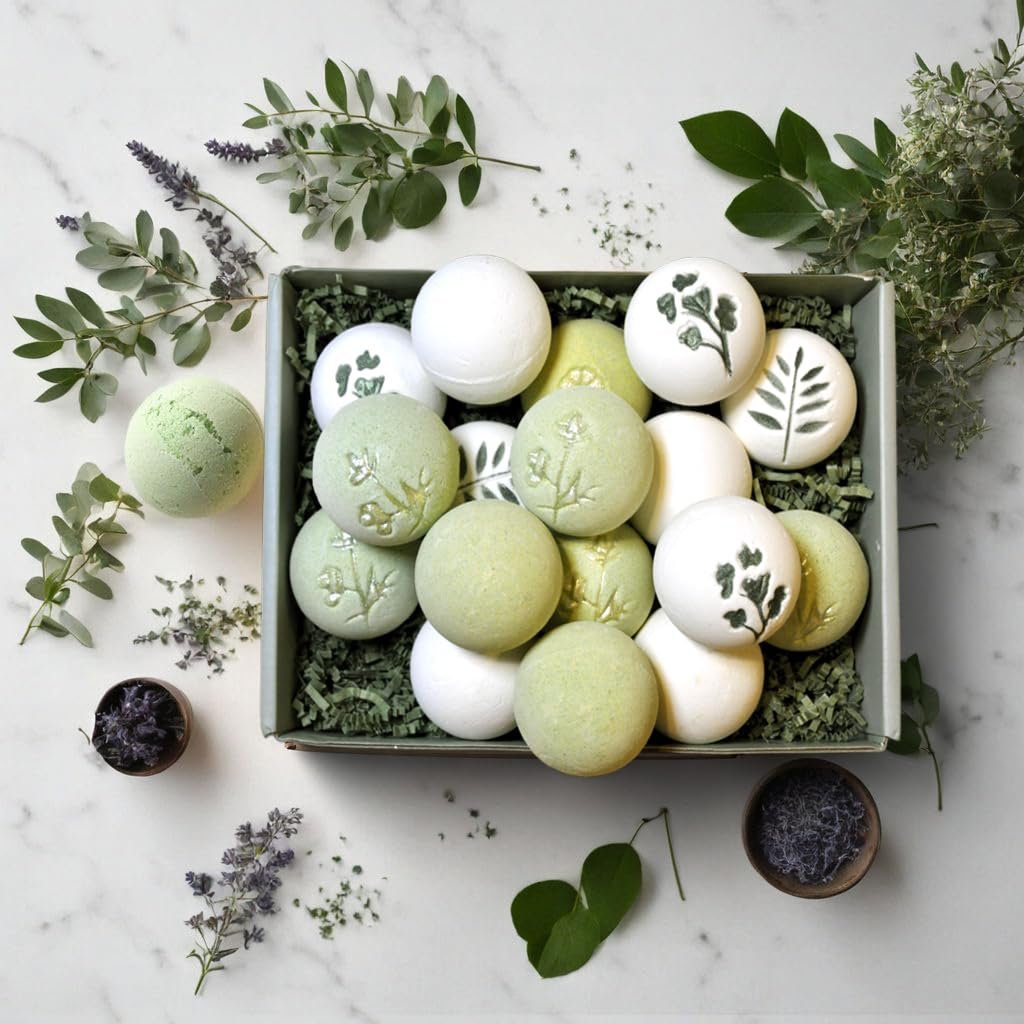Plantful™ Organic Handmade Bath Bombs – 12 Large Shea Butter Moisturizing Gift Set for Women, Men & Kids Avelisse
