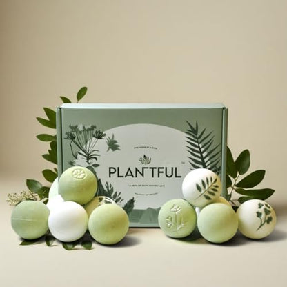 Plantful™ Organic Handmade Bath Bombs – 12 Large Shea Butter Moisturizing Gift Set for Women, Men & Kids Avelisse