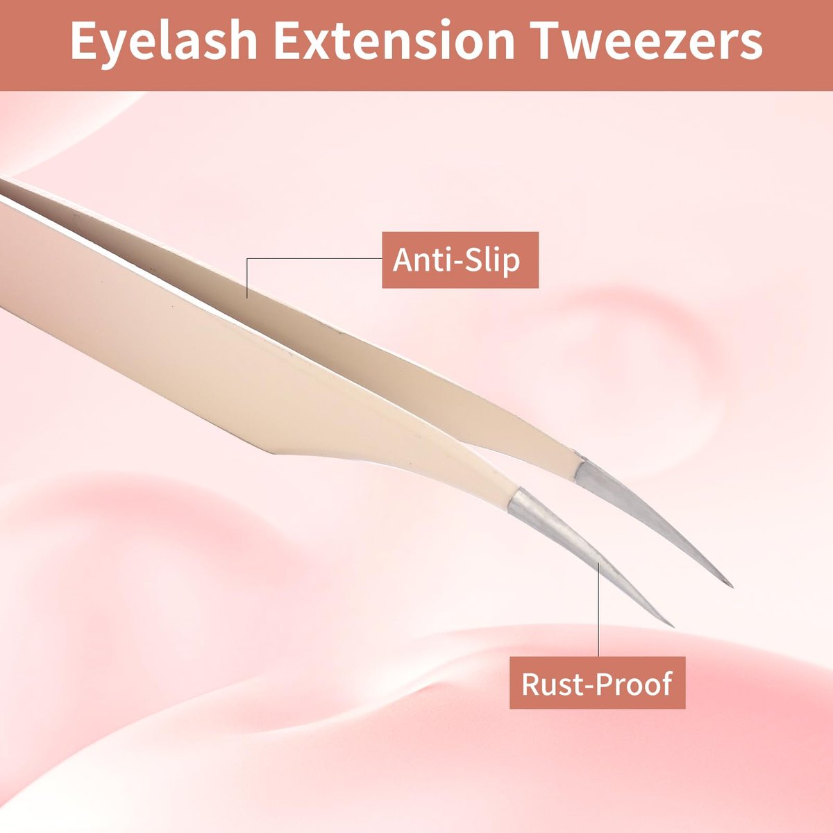 Rnodoilkfly 5-Piece Lash Extension Tweezers Set | Gradient Pink Stainless Steel Straight & Curved Eyelash Tweezers for Professionals & Beginners - görsel 11
