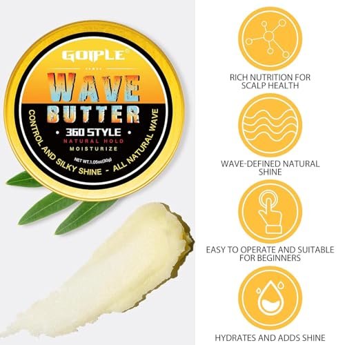 Goiple Wave Pomade for Men – Strong Hold, Easy Wash, 360 Wave Training Hair Cream with Brush & Durag Kit Avelisse