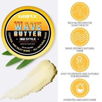 Goiple Wave Pomade for Men – Strong Hold, Easy Wash, 360 Wave Training Hair Cream with Brush & Durag Kit Avelisse