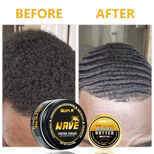 Goiple Wave Pomade for Men – Strong Hold, Easy Wash, 360 Wave Training Hair Cream with Brush & Durag Kit Avelisse