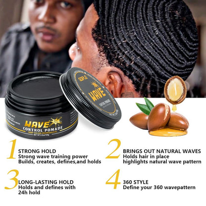 Goiple Wave Pomade for Men – Strong Hold, Easy Wash, 360 Wave Training Hair Cream with Brush & Durag Kit Avelisse