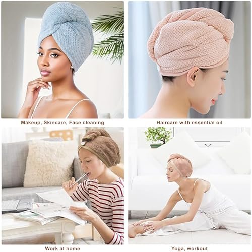 Kldnkig Soft Microfiber Hair Drying Towel Wrap – 5 Pack Elastic Hair Turbans for Fast Drying, Ideal for Women with Curly or Wet Hair - görsel 14