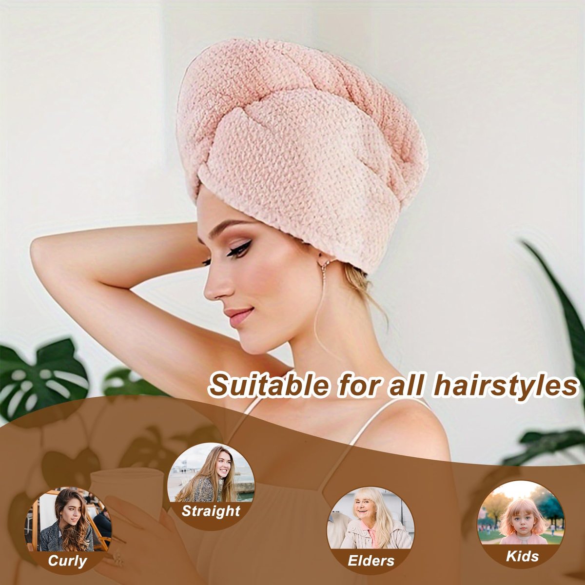 Kldnkig Soft Microfiber Hair Drying Towel Wrap – 5 Pack Elastic Hair Turbans for Fast Drying, Ideal for Women with Curly or Wet Hair - görsel 3