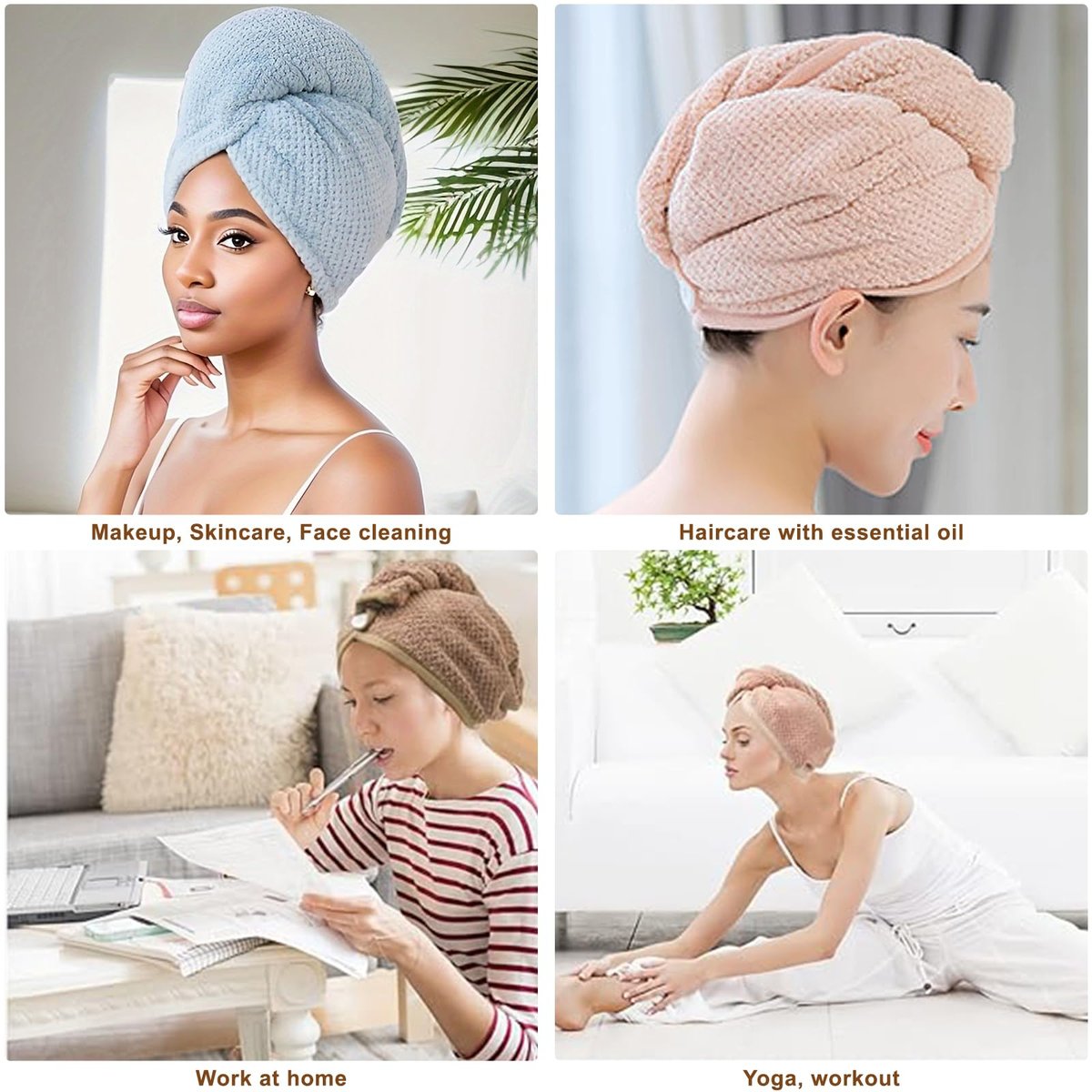 Kldnkig Soft Microfiber Hair Drying Towel Wrap – 5 Pack Elastic Hair Turbans for Fast Drying, Ideal for Women with Curly or Wet Hair - görsel 13