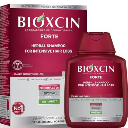 BIOXCIN Hair Loss Shampoo Daily Care Treatment for Men & Women, Sensitive Scalp Formula Herbal Shampoo for Hair Growth, Complete Care Thickening & Nourishing Conditioner Intensive Hair Loss 300ml Red Avelisse