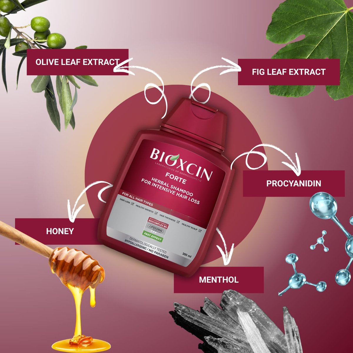 BIOXCIN Hair Loss Shampoo Daily Care Treatment for Men & Women, Sensitive Scalp Formula Herbal Shampoo for Hair Growth, Complete Care Thickening & Nourishing Conditioner Intensive Hair Loss 300ml Red Avelisse