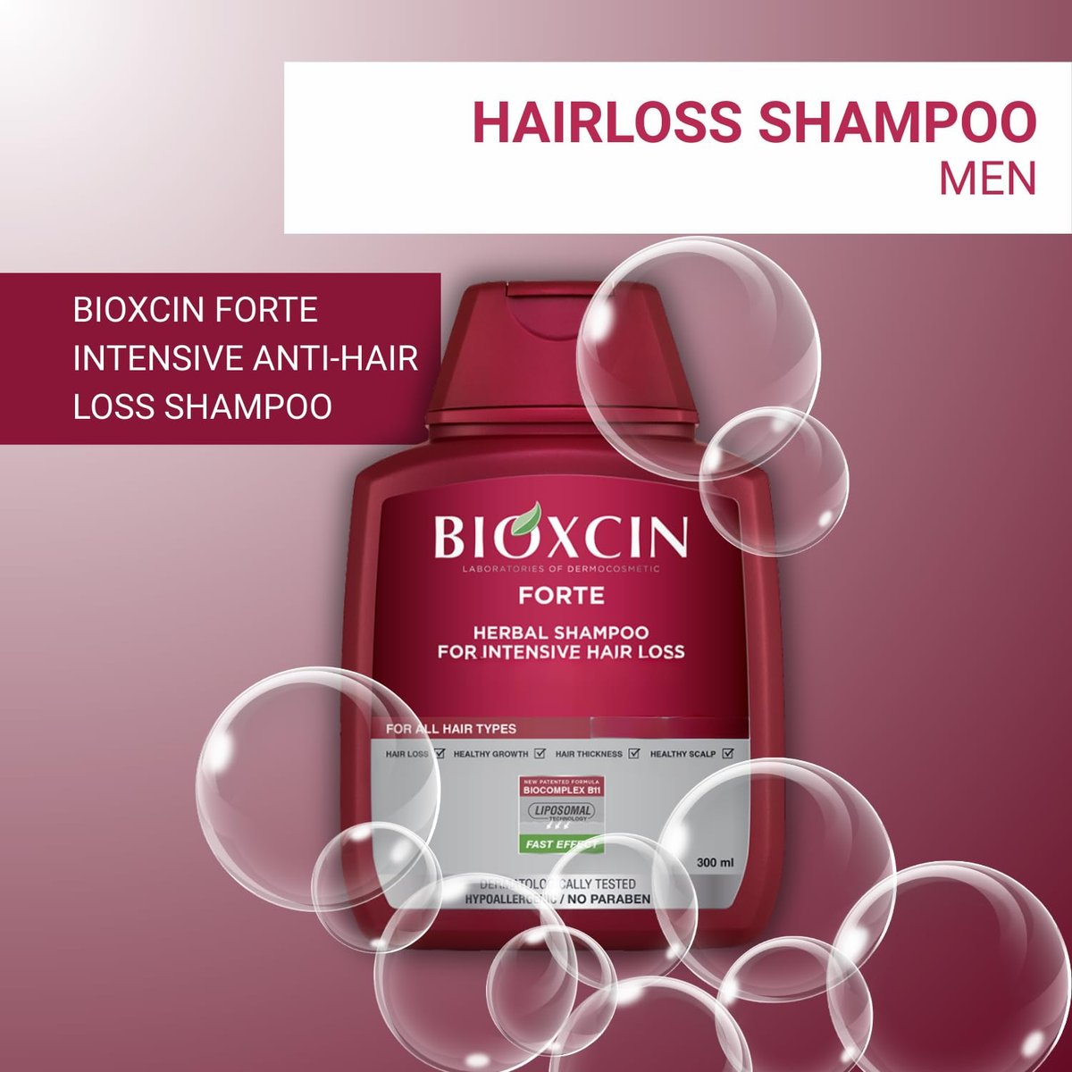 BIOXCIN Hair Loss Shampoo Daily Care Treatment for Men & Women, Sensitive Scalp Formula Herbal Shampoo for Hair Growth, Complete Care Thickening & Nourishing Conditioner Intensive Hair Loss 300ml Red Avelisse